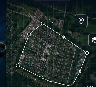 Aerial mapping view with a site boundary overlay